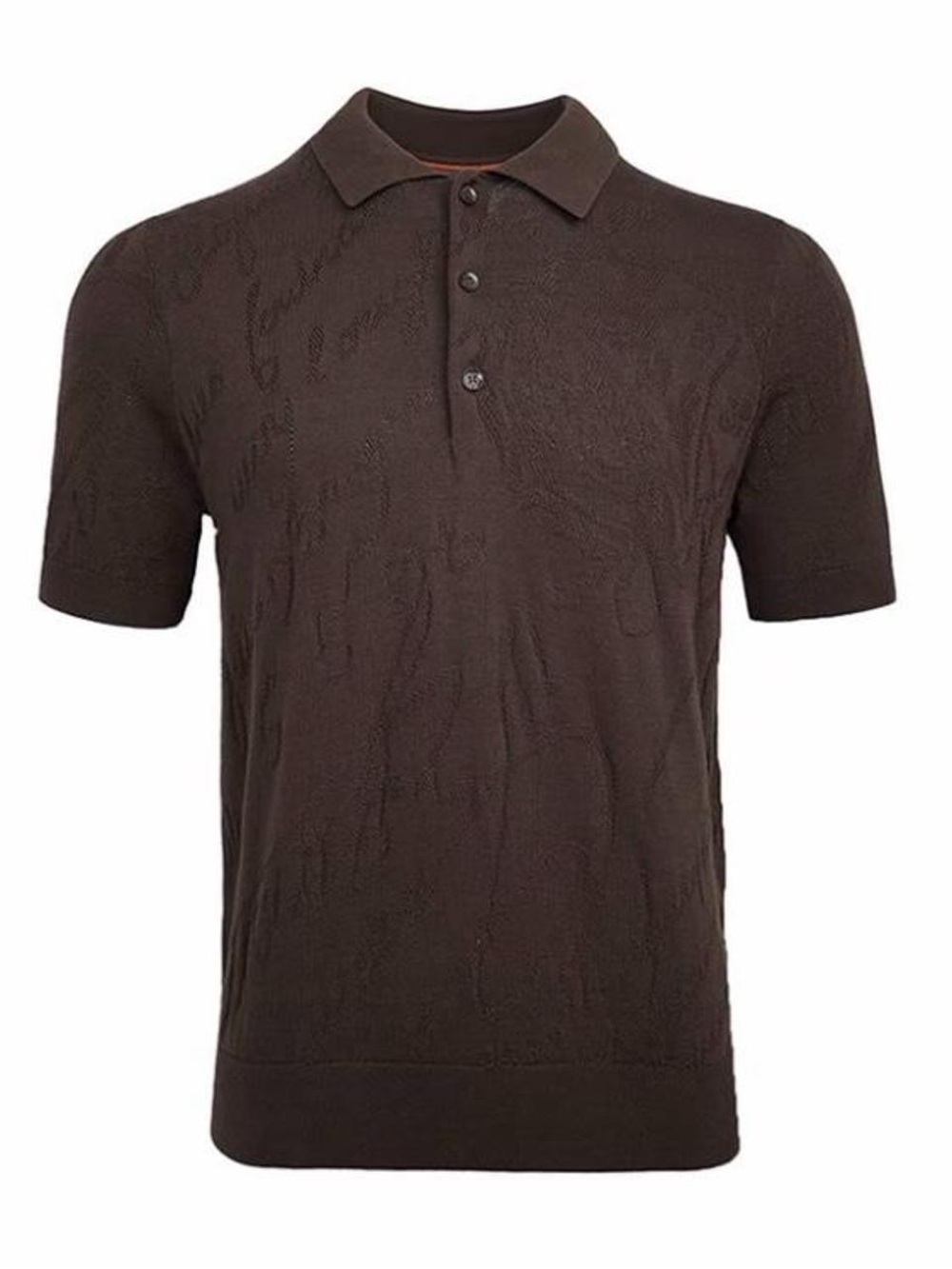 Men's Brown Knit Polo Shirt - Classic Short Sleeve